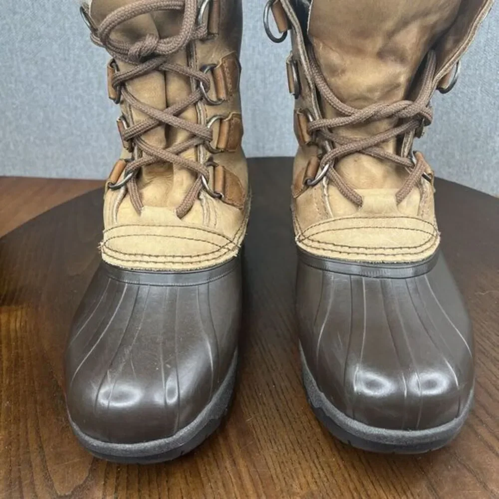 Sorel Alpine Boots Womens Size 7W Brown Leather Shearling Waterproof Snow Winter